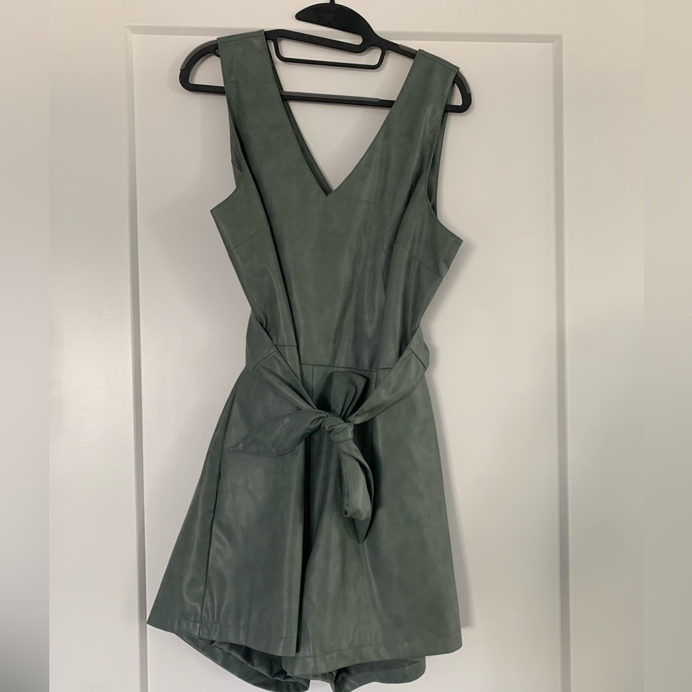 Anthropologie Faux leather jumpsuit/ romper
